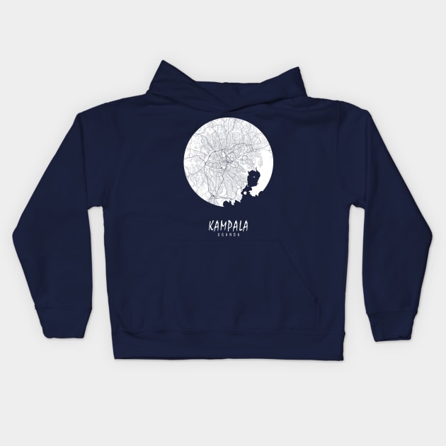 Kampala, Uganda City Map - Full Moon Kids Hoodie by deMAP Studio